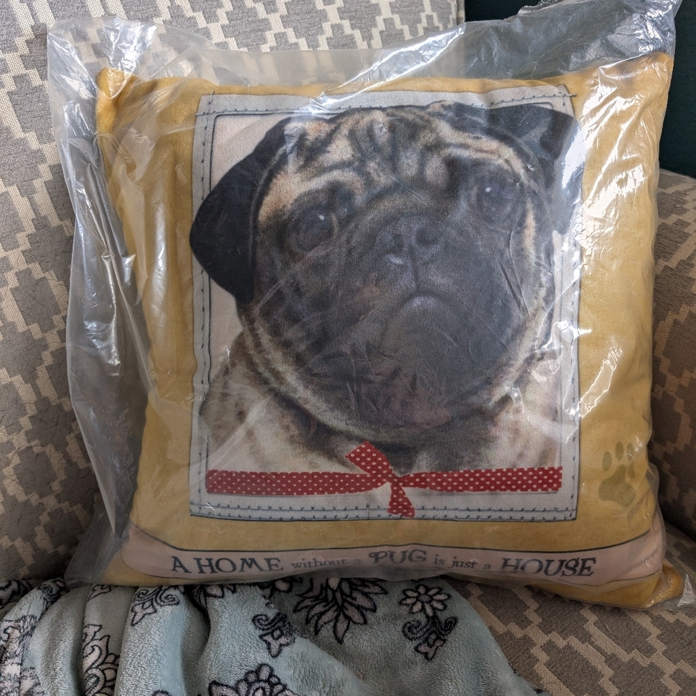 Yellow Pug Decorative Pillow